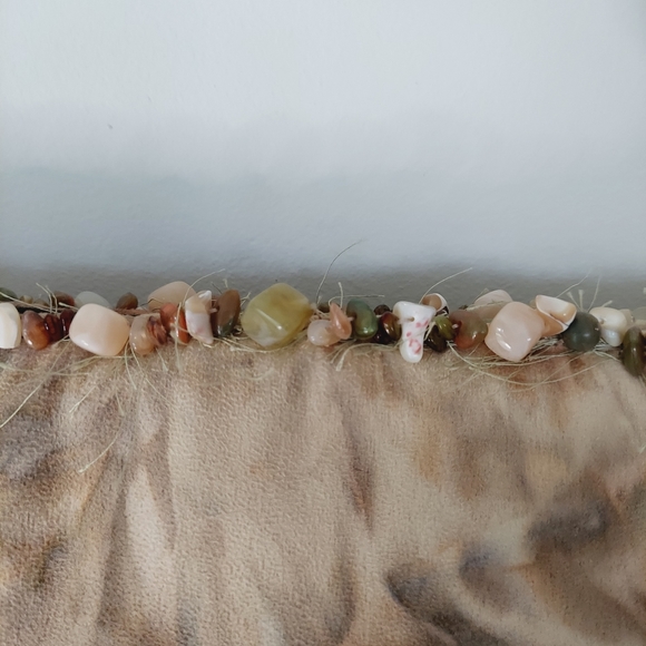 Mary Frances Suede Ruffled Handbag Handcrafted Earth Tones Beaded Strap - Picture 8 of 13